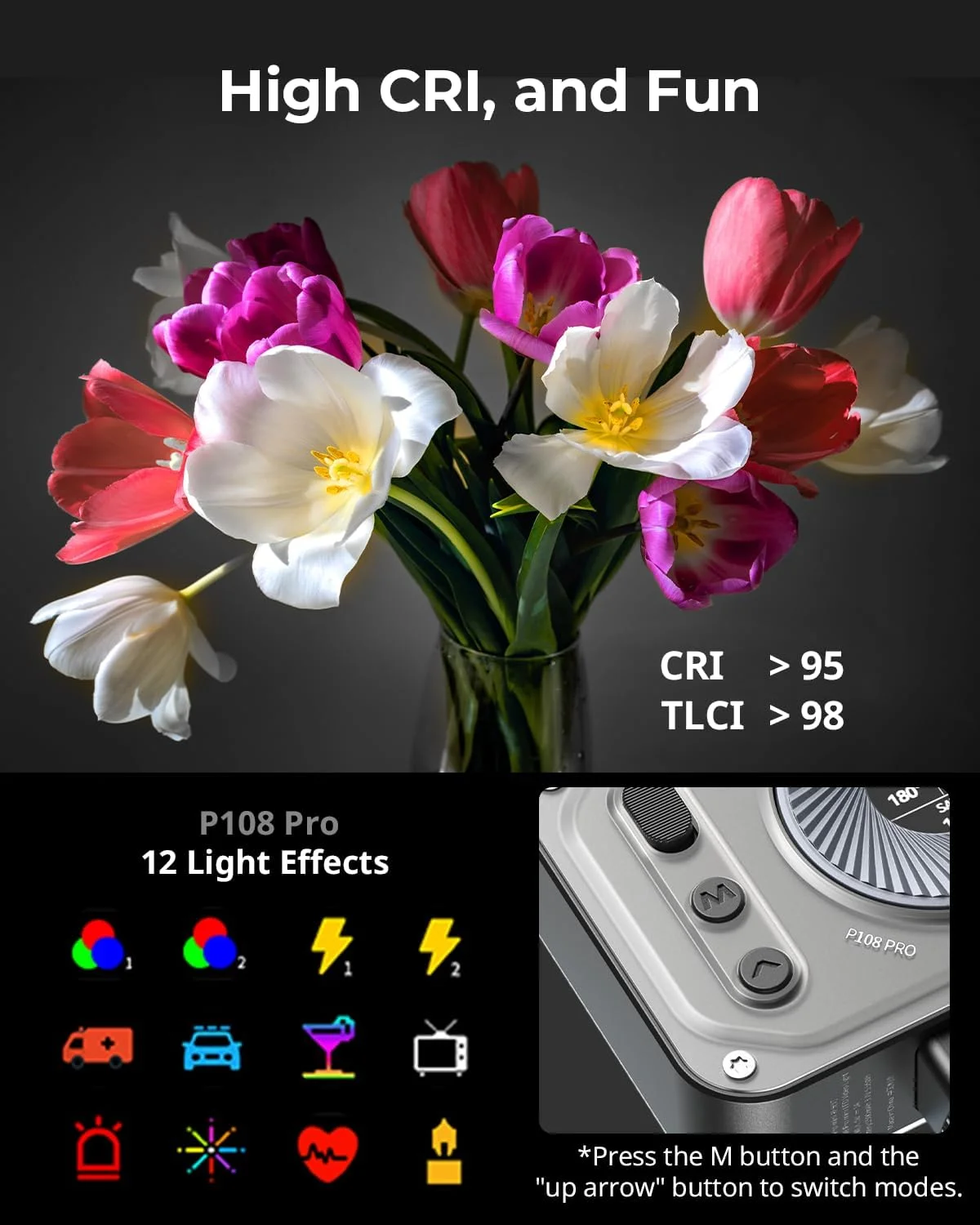 نور ویدئویی RGB مدل SMALLRIG Vibe P108 Pro، نور LED قابل حمل دوربین برای عکاسی، نور کفشک سرد، CRI95+، 2500-6500K، 12 جلوه ویژه، لوازم جانبی نور پرکننده برای تولیدکنندگان محتوا و استریمینگ - 4661 نور ویدئویی RGB مدل SMALLRIG Vibe P108 Pro، نور LED قابل حمل دوربین برای عکاسی، نور کفشک سرد، CRI95+، 2500-6500K، 12 جلوه ویژه، لوازم جانبی نور پرکننده برای تولیدکنندگان محتوا و استریمینگ - 4661