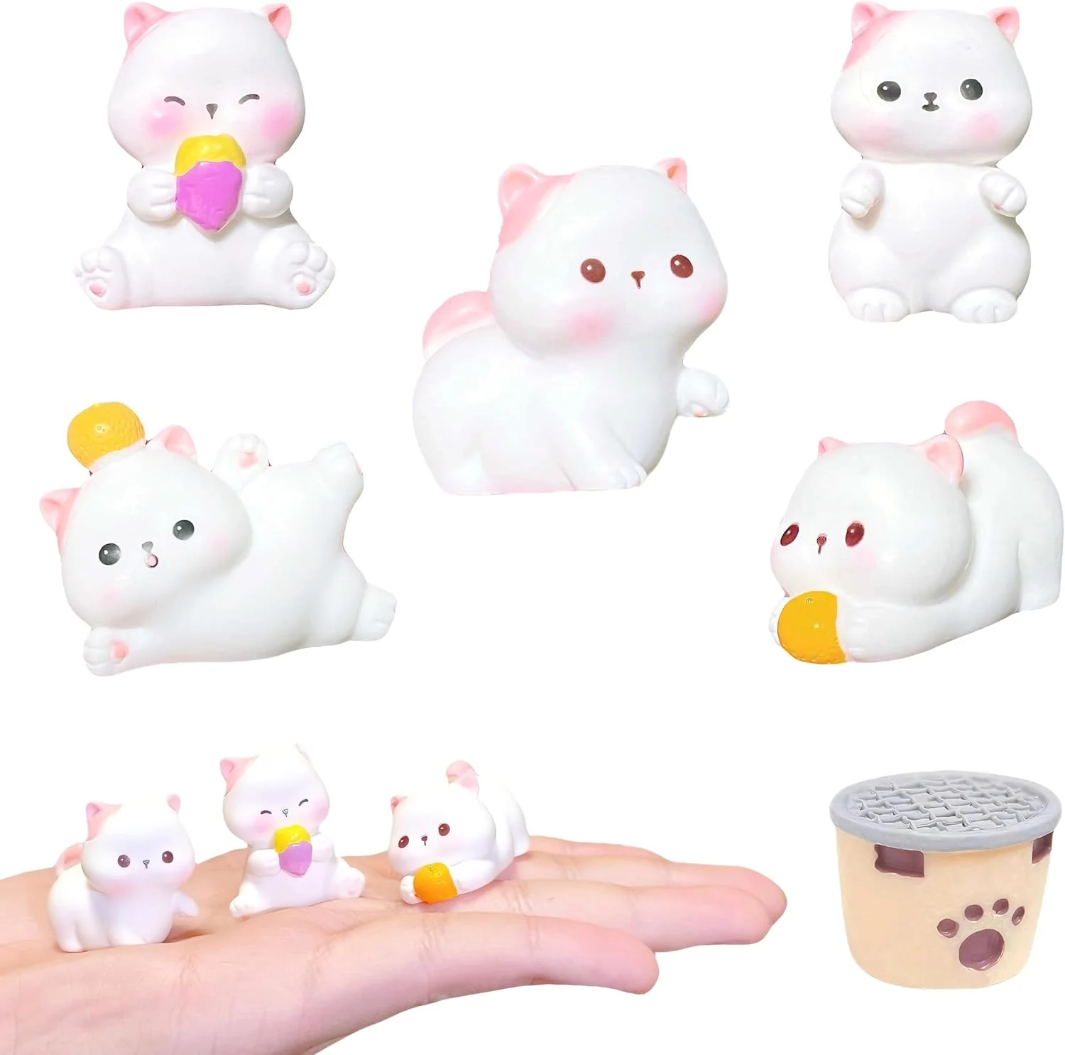 ست 6 عددی مینی فیگور گربه - گربه های رزینی کوچک و واقعی برای اسباب بازی های خانه عروسکی، دکور باغ پری، لوازم جانبی میز، کلکسیون های کودکان، مجسمه های کوچک حیوانات، تزئینات مینیاتوری گربه