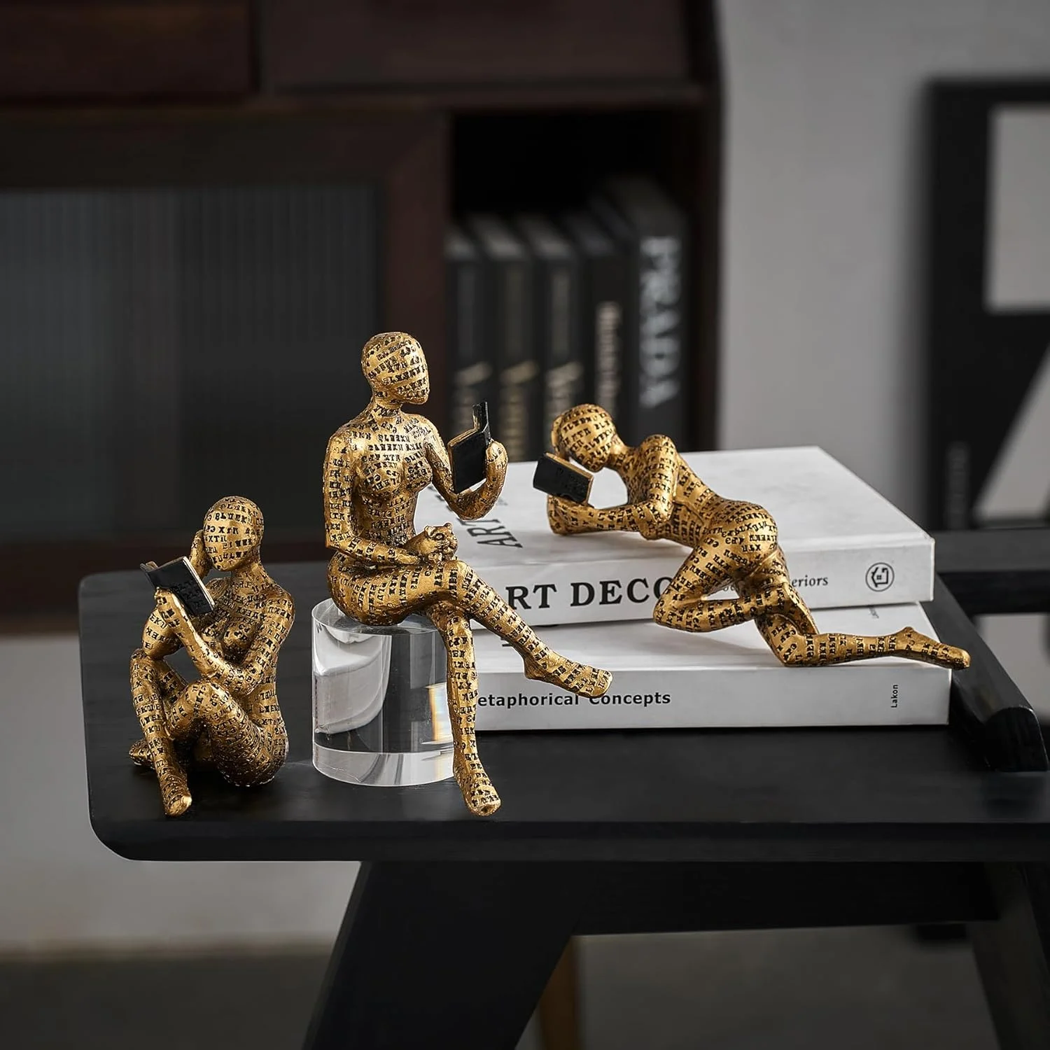 مجسمه های متفکر طلایی 3 تکه، دکوریجات منزل، تندیس زنان در حال مطالعه، دکوراسیون اتاق نشیمن، مجسمه انتزاعی مدرن برای قفسه ها، میز قهوه، هدیه برای علاقه مندان به کتاب مجسمه های متفکر طلایی 3 تکه، دکوریجات منزل، تندیس زنان در حال مطالعه، دکوراسیون اتاق نشیمن، مجسمه انتزاعی مدرن برای قفسه ها، میز قهوه، هدیه برای علاقه مندان به کتاب