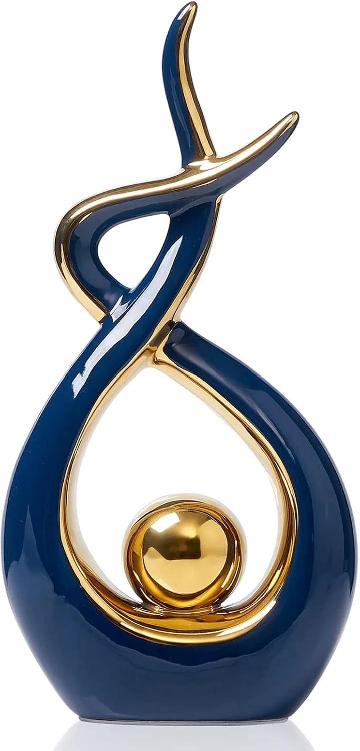 مجسمه سرامیکی هنری مدرن دکوراسیون منزل FJS، دکوری میز قهوه خوری، مجسمه تزئینی برای دکور اتاق نشیمن یا میز غذاخوری (آبی، بزرگ) مجسمه سرامیکی هنری مدرن دکوراسیون منزل FJS، دکوری میز قهوه خوری، مجسمه تزئینی برای دکور اتاق نشیمن یا میز غذاخوری (آبی، بزرگ)