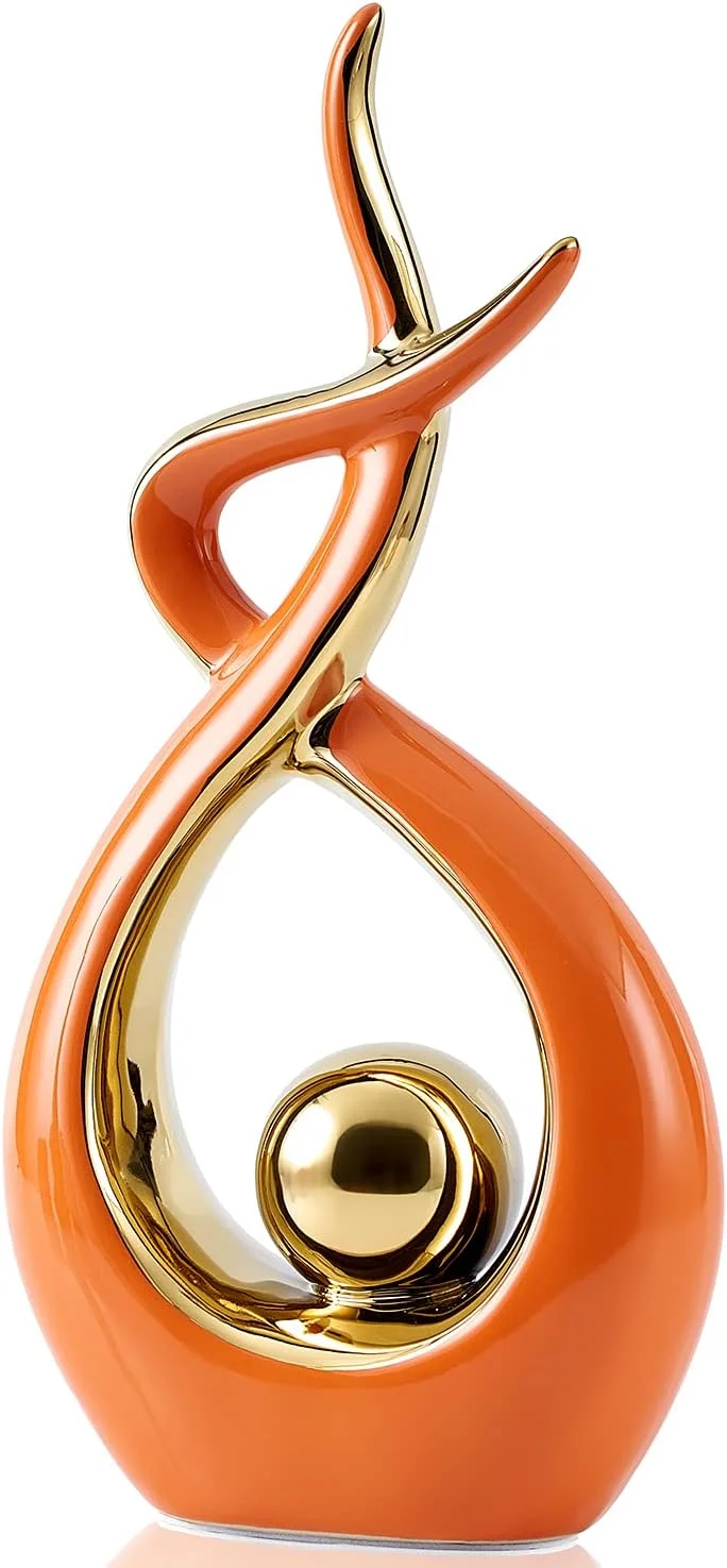 مجسمه سرامیکی هنری مدرن دکوراسیون منزل FJS، دکوری نارنجی برای میز قهوه، تزئینات خانه برای اتاق نشیمن، میز ناهارخوری، قفسه کتاب (ارتفاع 31 سانتی متر) مجسمه سرامیکی هنری مدرن دکوراسیون منزل FJS، دکوری نارنجی برای میز قهوه، تزئینات خانه برای اتاق نشیمن، میز ناهارخوری، قفسه کتاب (ارتفاع 31 سانتی متر)