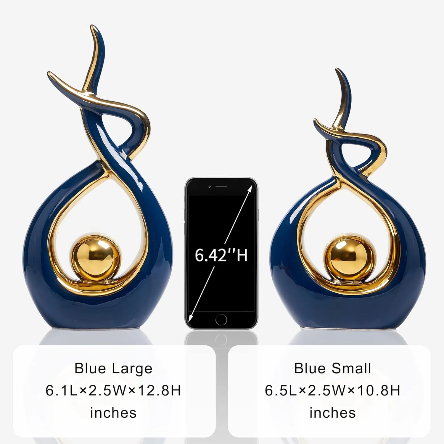 مجسمه سرامیکی هنری مدرن دکوراسیون منزل FJS، دکوری میز قهوه خوری، مجسمه تزئینی برای دکور اتاق نشیمن یا میز غذاخوری (آبی، بزرگ) مجسمه سرامیکی هنری مدرن دکوراسیون منزل FJS، دکوری میز قهوه خوری، مجسمه تزئینی برای دکور اتاق نشیمن یا میز غذاخوری (آبی، بزرگ)