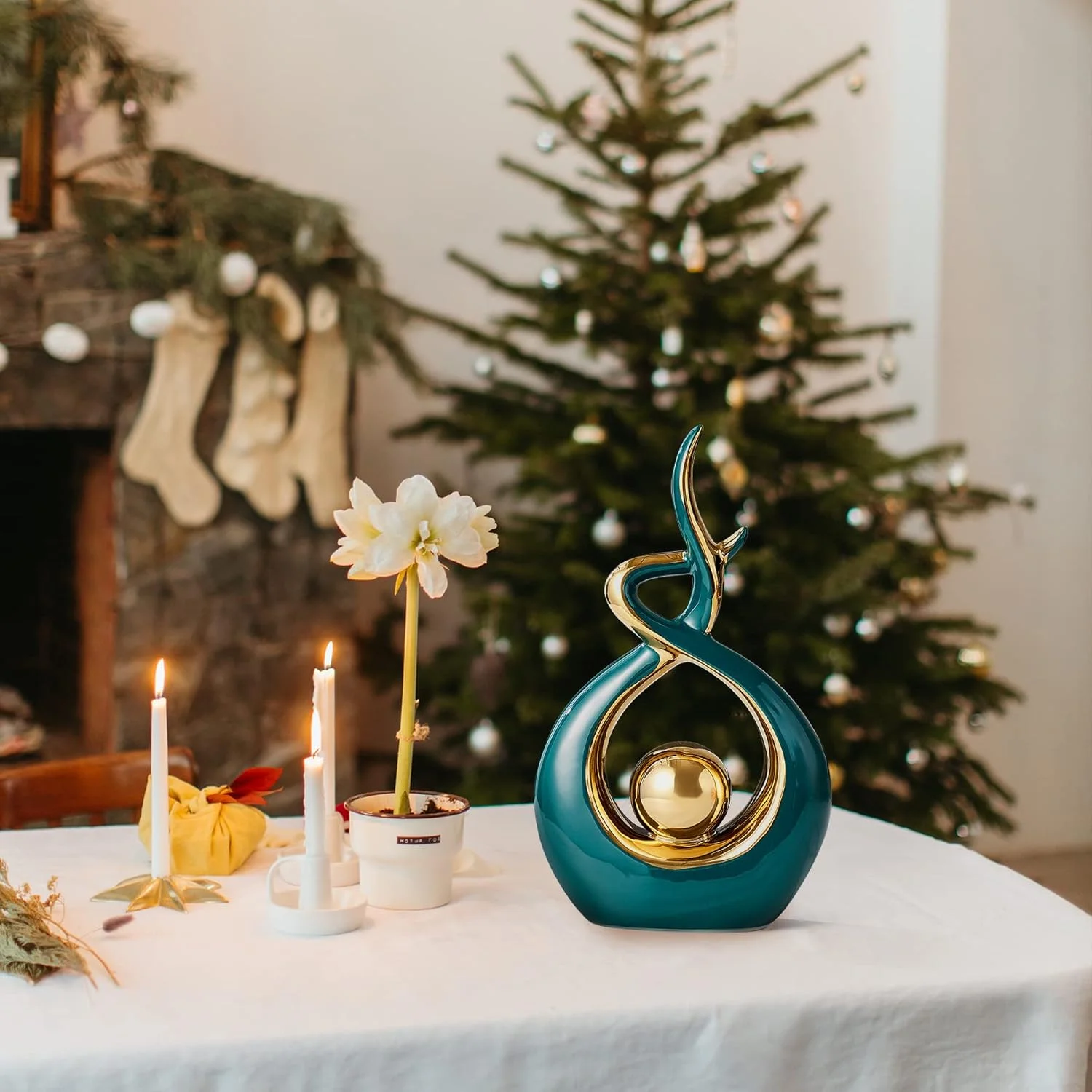 مجسمه سرامیکی هنر انتزاعی مدرن دکوراسیون منزل FJS، دکوری برای اتاق نشیمن، میز قهوه - ایده هدیه عالی ارتفاع 10.8 اینچ (سبز، کوچک) مجسمه سرامیکی هنر انتزاعی مدرن دکوراسیون منزل FJS، دکوری برای اتاق نشیمن، میز قهوه - ایده هدیه عالی ارتفاع 10.8 اینچ (سبز، کوچک)