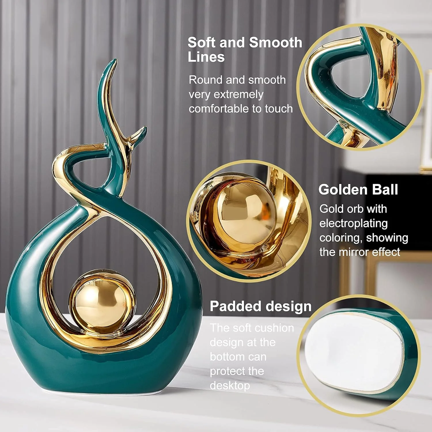 مجسمه سرامیکی هنر انتزاعی مدرن دکوراسیون منزل FJS، دکوری برای اتاق نشیمن، میز قهوه - ایده هدیه عالی ارتفاع 10.8 اینچ (سبز، کوچک) مجسمه سرامیکی هنر انتزاعی مدرن دکوراسیون منزل FJS، دکوری برای اتاق نشیمن، میز قهوه - ایده هدیه عالی ارتفاع 10.8 اینچ (سبز، کوچک)