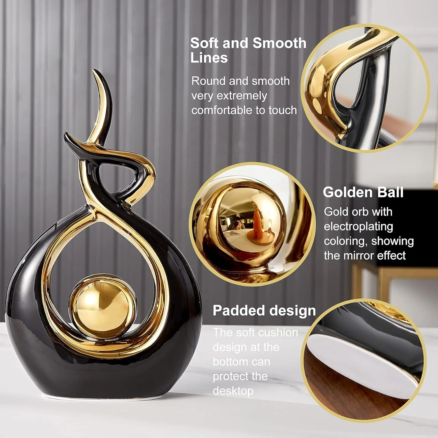 مجسمه سرامیکی هنری مدرن و انتزاعی FJS، دکوری برای میز ناهارخوری، اتاق نشیمن، دفتر کار، ارتفاع 27.4 سانتی متر، طول 16.5 سانتی متر (مشکی، کوچک) مجسمه سرامیکی هنری مدرن و انتزاعی FJS، دکوری برای میز ناهارخوری، اتاق نشیمن، دفتر کار، ارتفاع 27.4 سانتی متر، طول 16.5 سانتی متر (مشکی، کوچک)