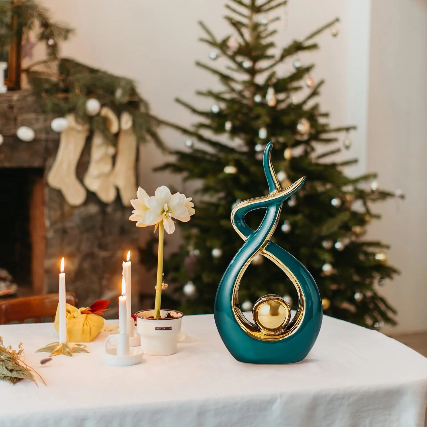 مجسمه سرامیکی هنری انتزاعی مدرن دکوراسیون منزل FJS، دکوری برای اتاق نشیمن، میز قهوه - ایده هدیه عالی، ارتفاع 32.5 سانتی متر (آبی-سبز، بزرگ) مجسمه سرامیکی هنری انتزاعی مدرن دکوراسیون منزل FJS، دکوری برای اتاق نشیمن، میز قهوه - ایده هدیه عالی، ارتفاع 32.5 سانتی متر (آبی-سبز، بزرگ)