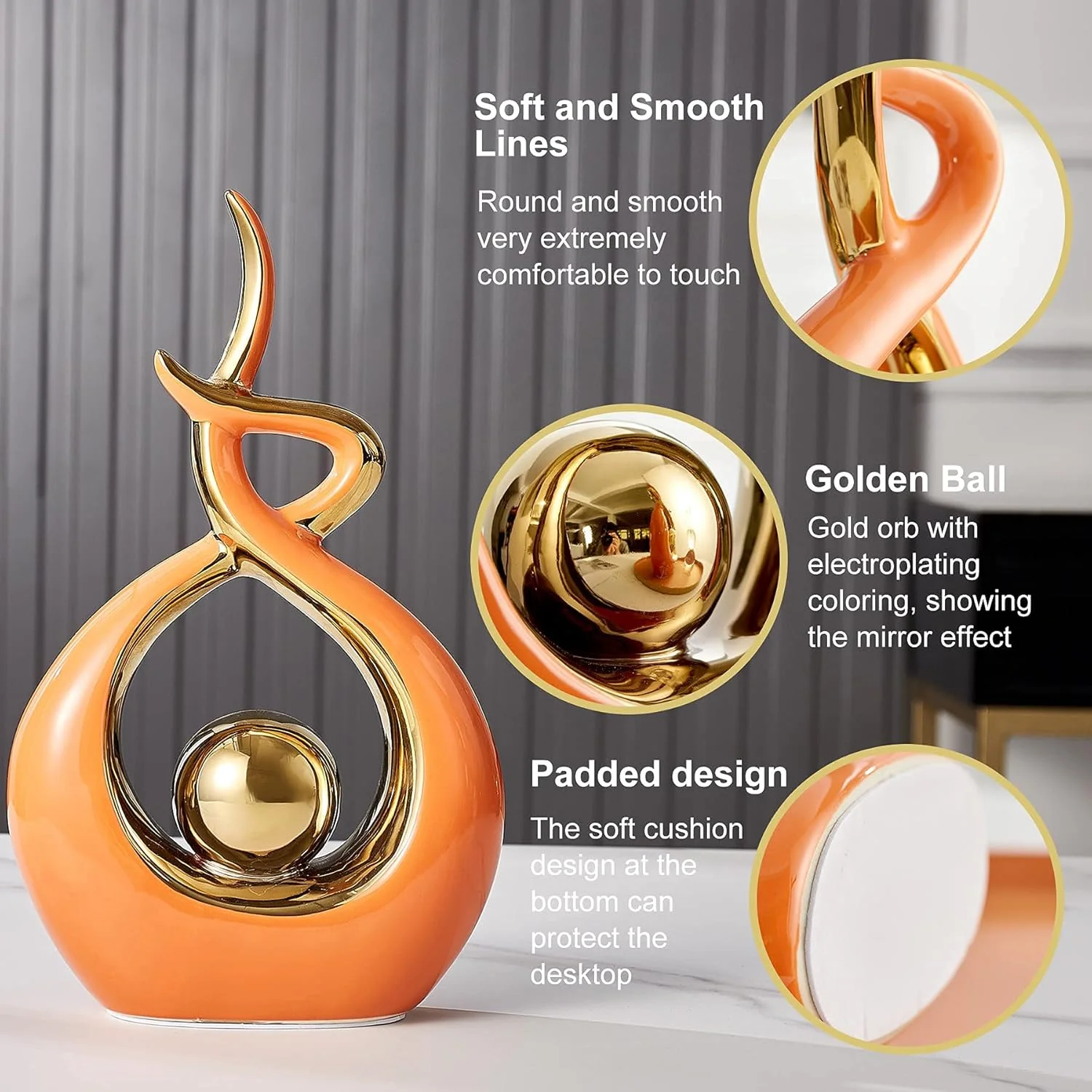 مجسمه سرامیکی هنری انتزاعی مدرن دکوراسیون منزل FJS، دکوری برای اتاق نشیمن، قطعه مرکزی میز قهوه - ایده هدیه عالی ارتفاع 27.4 سانتی متر (نارنجی، کوچک) مجسمه سرامیکی هنری انتزاعی مدرن دکوراسیون منزل FJS، دکوری برای اتاق نشیمن، قطعه مرکزی میز قهوه - ایده هدیه عالی ارتفاع 27.4 سانتی متر (نارنجی، کوچک)