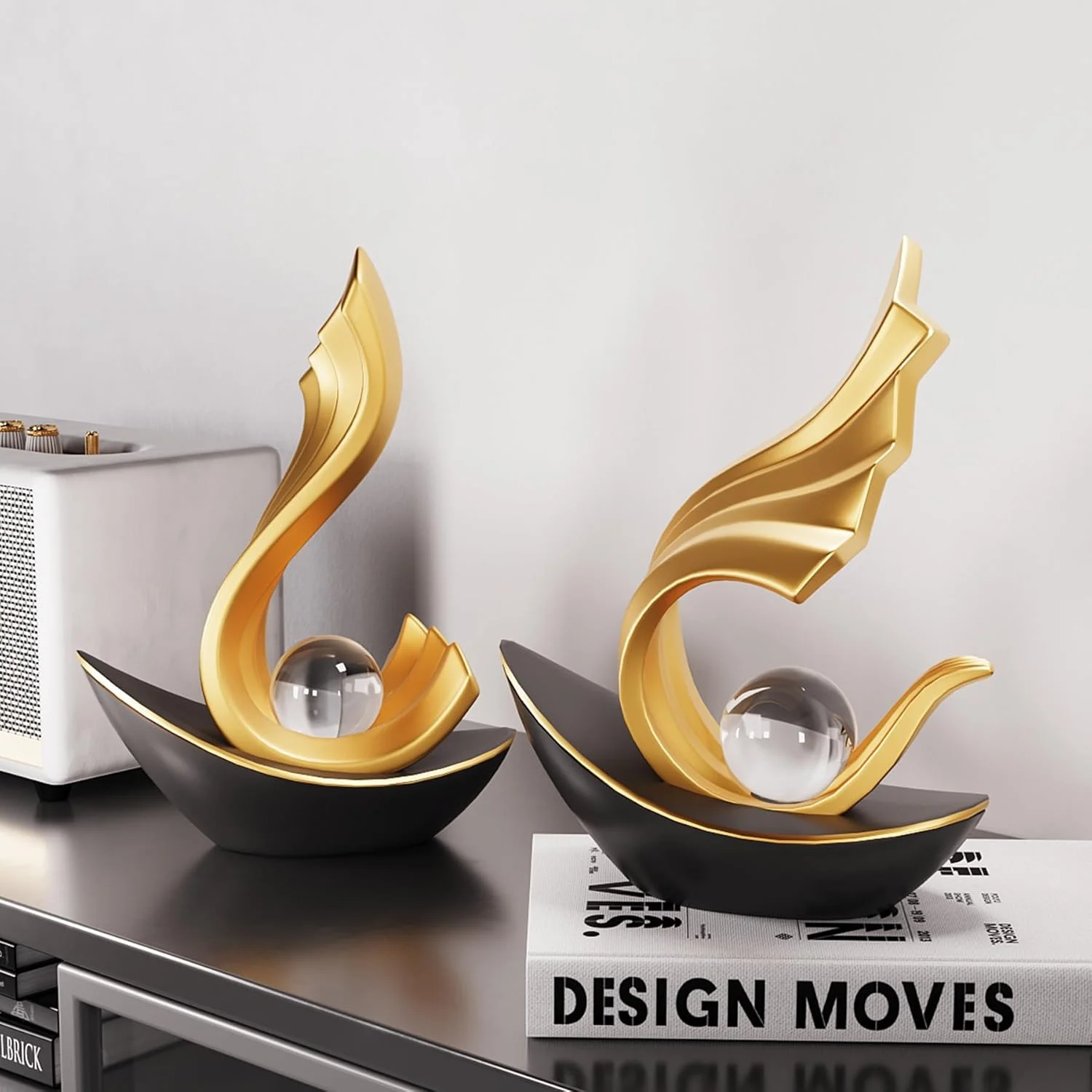 مجسمه قایق بادبانی مدرن FJS، دکوری اتاق نشیمن، مجسمه های دریایی برای میز قهوه، استند تلویزیون، قفسه کتاب، مجسمه قایق هنری انتزاعی دکور خانه (مشکی و طلایی) مجسمه قایق بادبانی مدرن FJS، دکوری اتاق نشیمن، مجسمه های دریایی برای میز قهوه، استند تلویزیون، قفسه کتاب، مجسمه قایق هنری انتزاعی دکور خانه (مشکی و طلایی)