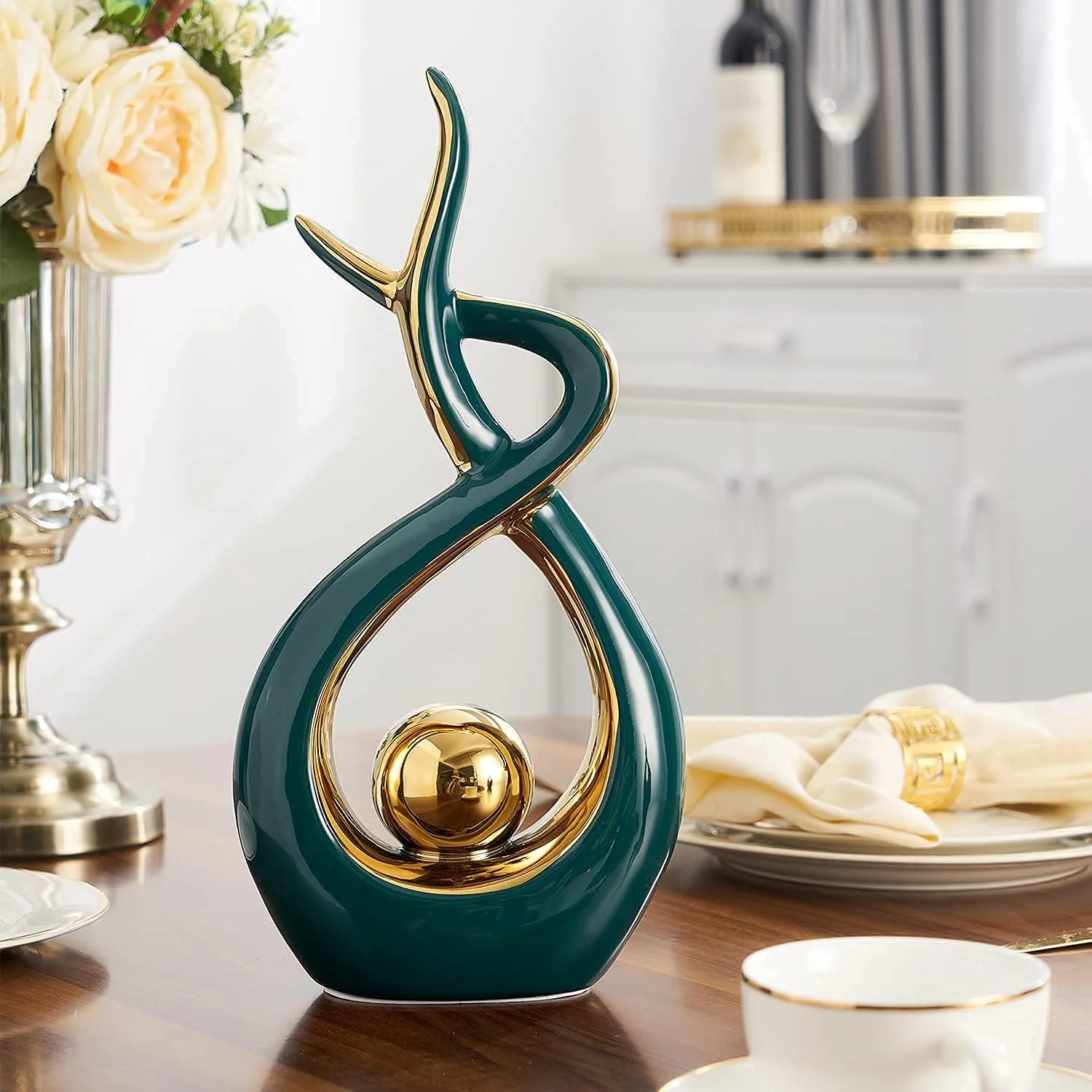 مجسمه سرامیکی هنری انتزاعی مدرن دکوراسیون منزل FJS، دکوری برای اتاق نشیمن، میز قهوه - ایده هدیه عالی، ارتفاع 32.5 سانتی متر (آبی-سبز، بزرگ) مجسمه سرامیکی هنری انتزاعی مدرن دکوراسیون منزل FJS، دکوری برای اتاق نشیمن، میز قهوه - ایده هدیه عالی، ارتفاع 32.5 سانتی متر (آبی-سبز، بزرگ)