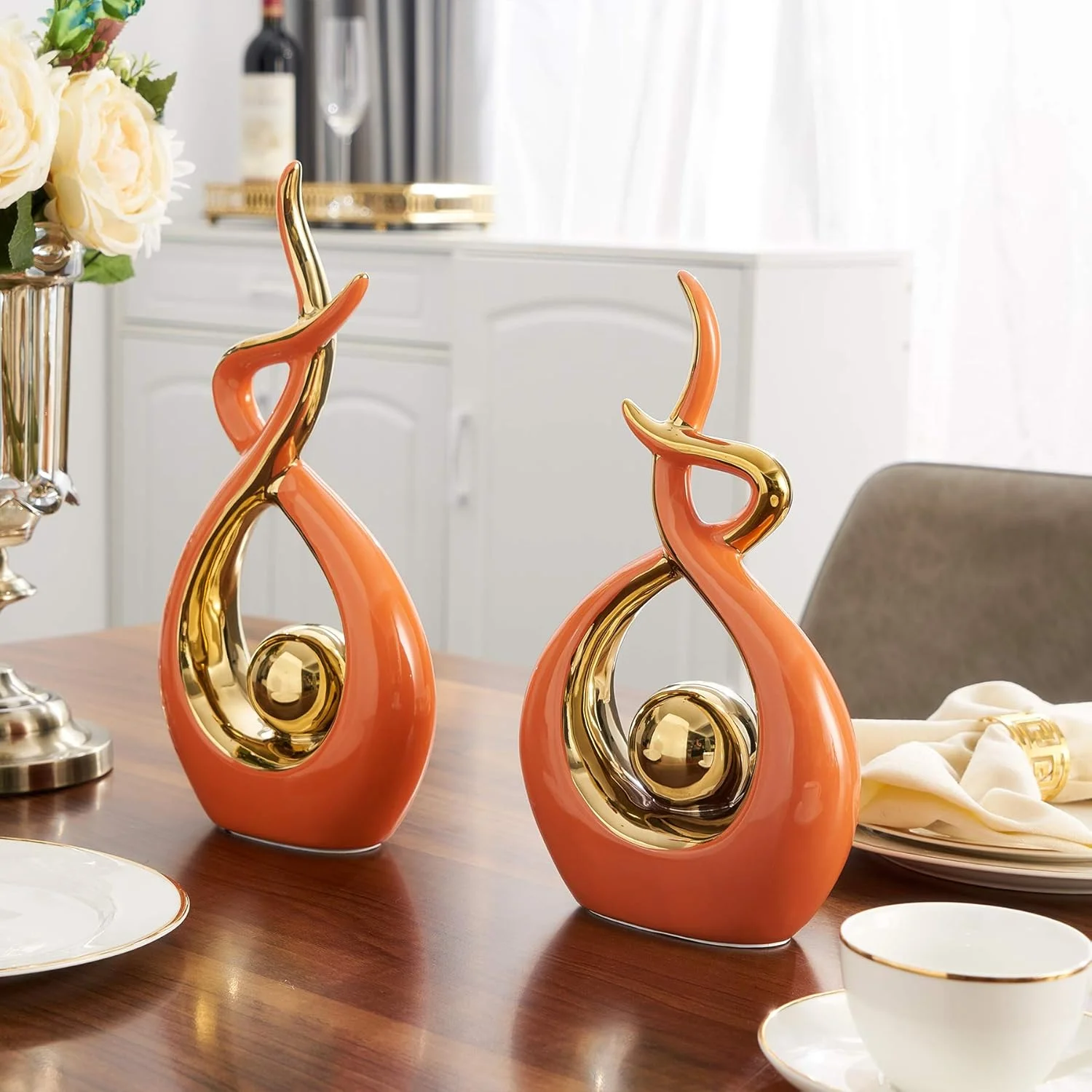 مجسمه سرامیکی هنری انتزاعی مدرن دکوراسیون منزل FJS، دکوری برای اتاق نشیمن، قطعه مرکزی میز قهوه - ایده هدیه عالی ارتفاع 27.4 سانتی متر (نارنجی، کوچک) مجسمه سرامیکی هنری انتزاعی مدرن دکوراسیون منزل FJS، دکوری برای اتاق نشیمن، قطعه مرکزی میز قهوه - ایده هدیه عالی ارتفاع 27.4 سانتی متر (نارنجی، کوچک)