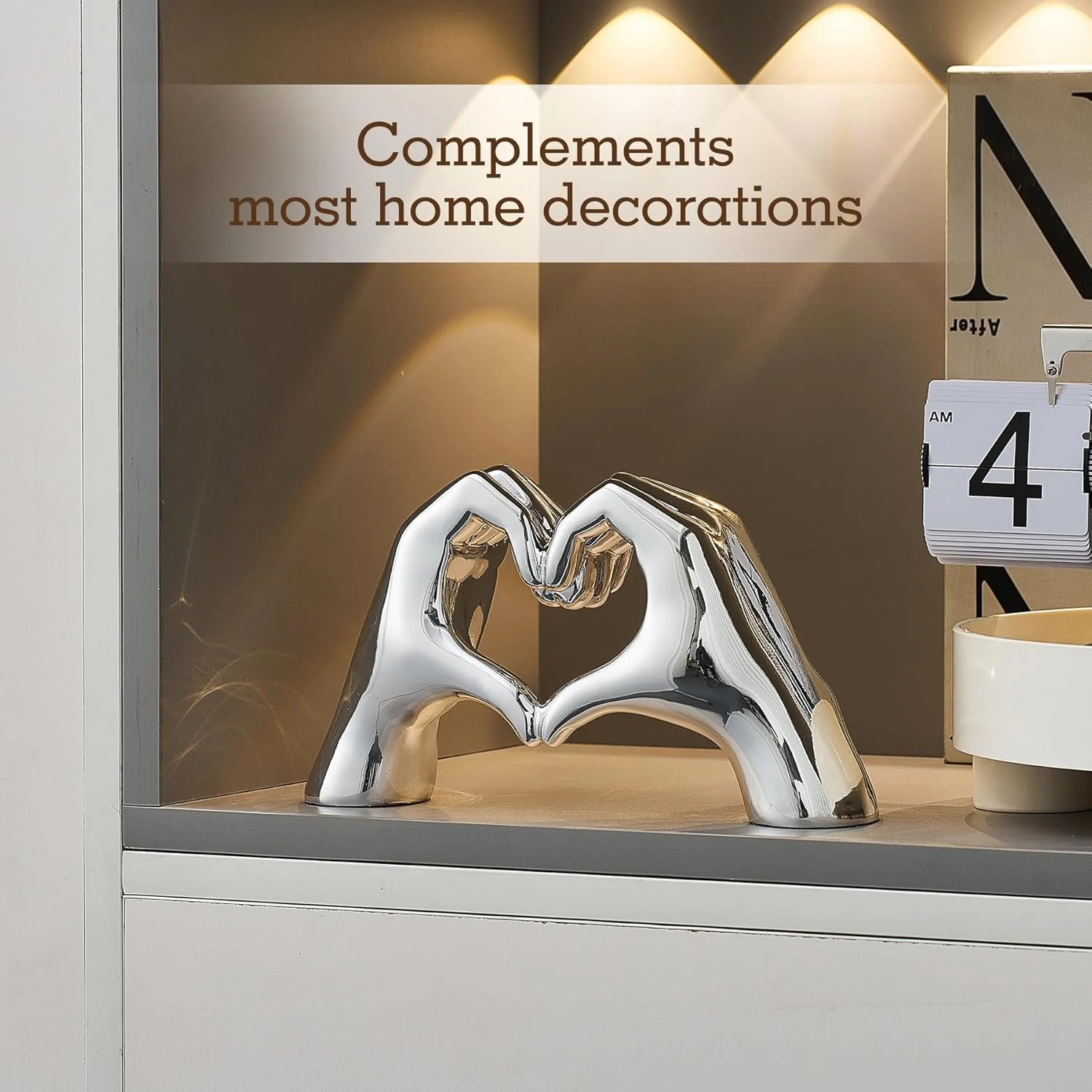 مجسمه دکوری دست ها به شکل قلب نقره ای FJS، مجسمه هنری مدرن برای دکوراسیون منزل، اتاق نشیمن، اتاق خواب، قفسه، میز قهوه، هدیه برای بانوان، عروسی، 14x25 سانتی متر مجسمه دکوری دست ها به شکل قلب نقره ای FJS، مجسمه هنری مدرن برای دکوراسیون منزل، اتاق نشیمن، اتاق خواب، قفسه، میز قهوه، هدیه برای بانوان، عروسی، 14x25 سانتی متر