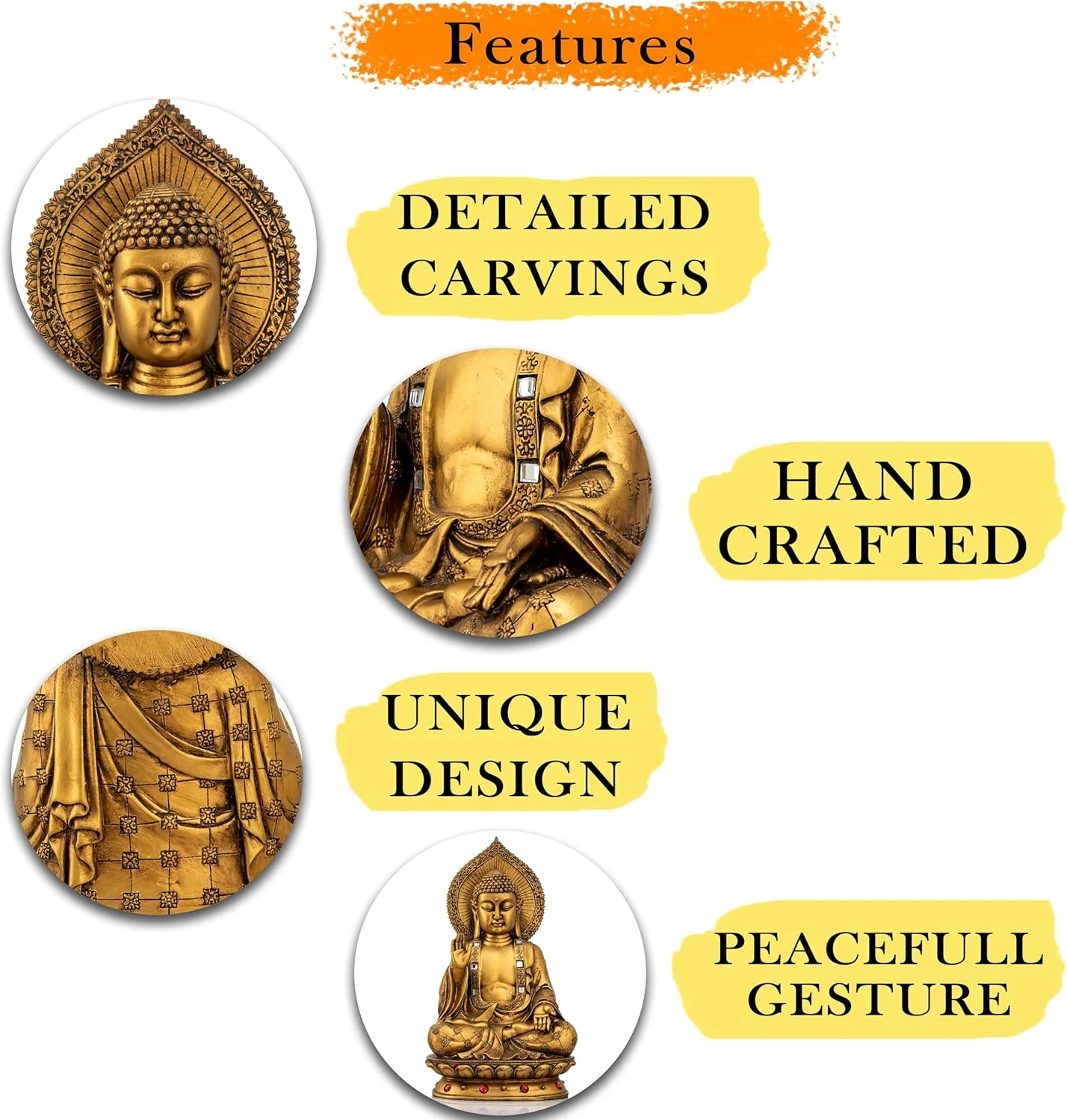 مجسمه بودا از جنس پلی رزین، مناسب برای دکوراسیون منزل (GOL4) مجسمه بودا از جنس پلی رزین، مناسب برای دکوراسیون منزل (GOL4)