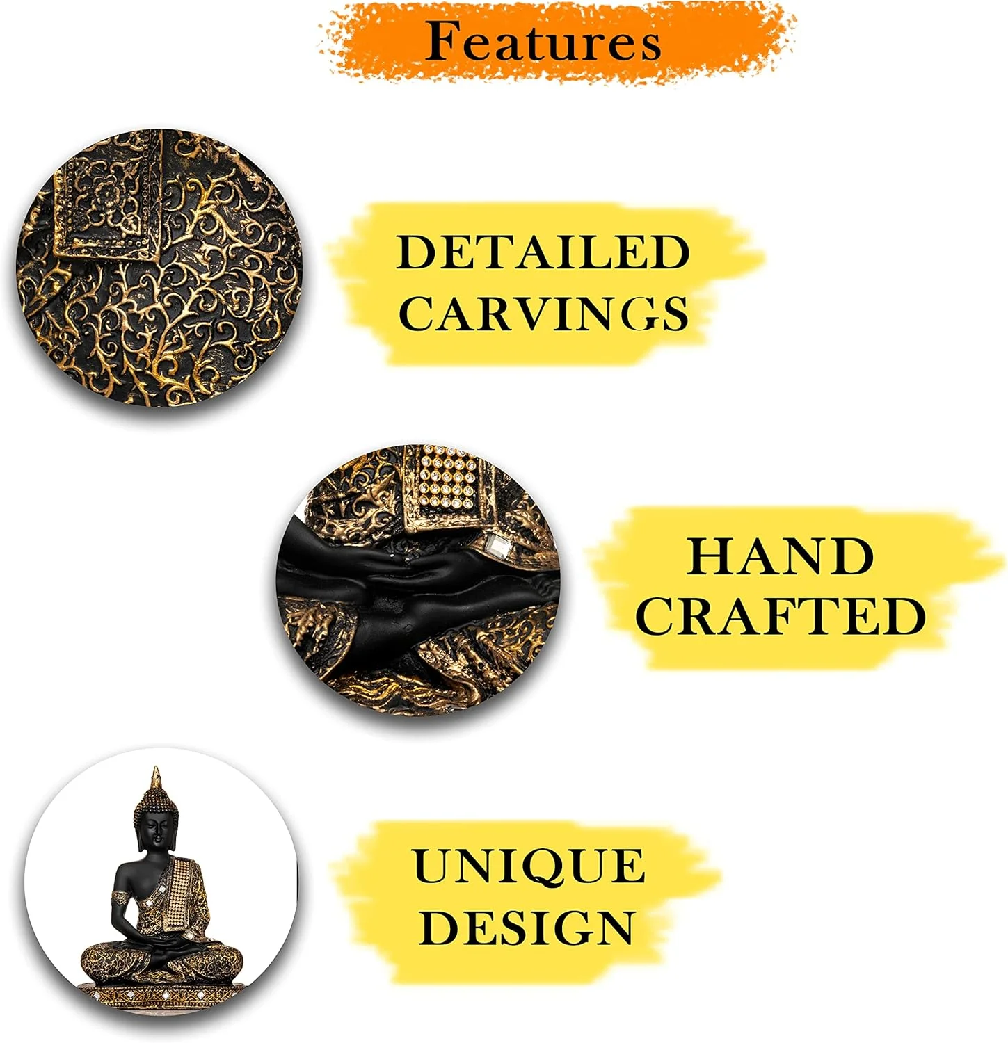 مجسمه تزئینی بودا نشسته در حال مدیتیشن، 25 سانتی‌متری، مناسب دکوراسیون منزل و هدیه