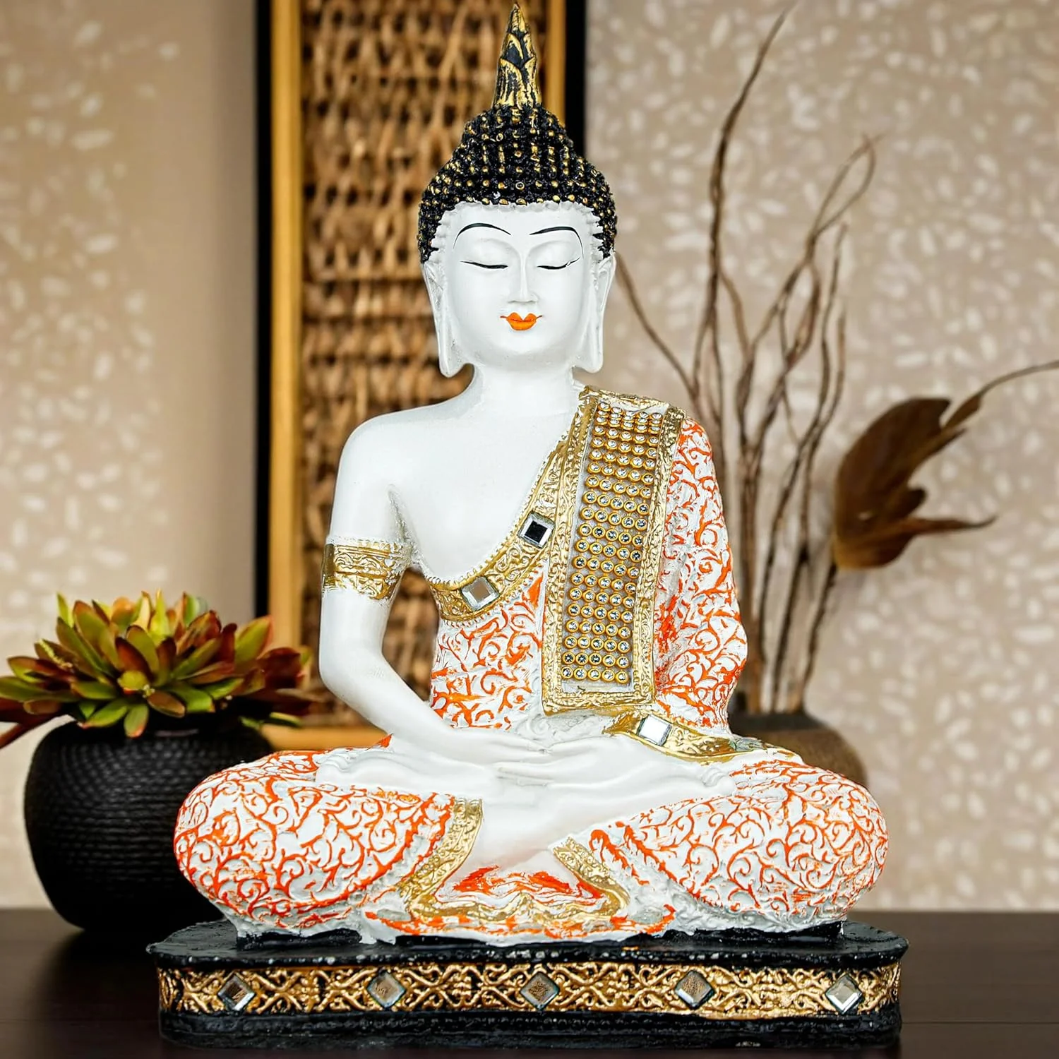 مجسمه بودای نشسته از جنس پلی رزین برای دکوراسیون منزل و هدیه - ORG1_WT-BS2-(00)، نارنجی مجسمه بودای نشسته از جنس پلی رزین برای دکوراسیون منزل و هدیه - ORG1_WT-BS2-(00)، نارنجی