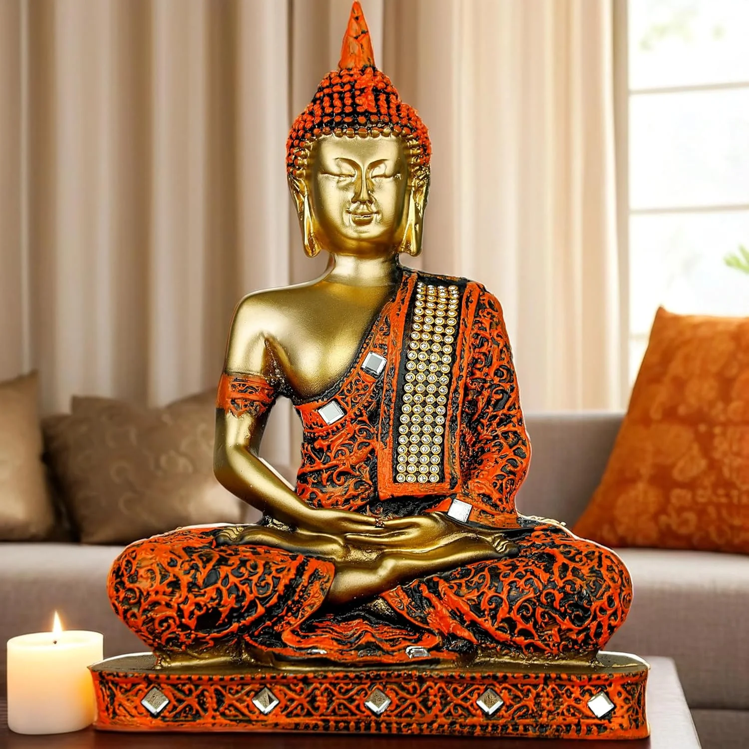 مجسمه بودای نشسته از جنس پلی رزین گلوبال گربرز، مناسب برای دکوراسیون منزل و هدیه (ORG_GOL) مجسمه بودای نشسته از جنس پلی رزین گلوبال گربرز، مناسب برای دکوراسیون منزل و هدیه (ORG_GOL)