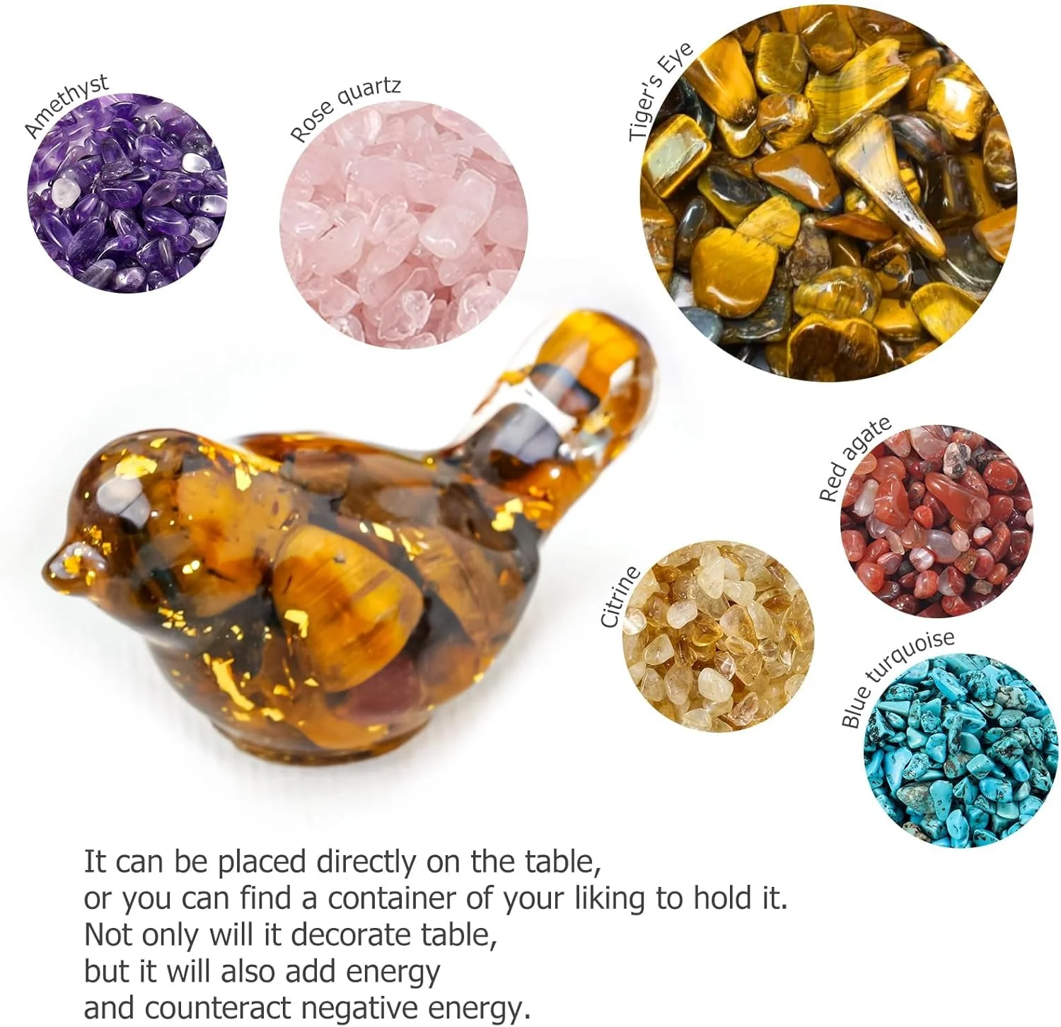 مجسمه های پرنده کریستالی تزویق، 10 عدد مجسمه های مینیاتوری حیوانات رزینی تزئینی، پرندگان سنگریزه ای مجسمه های حیوانات کریستالی برای دکوراسیون منزل، هدایای پرنده منحصر به فرد