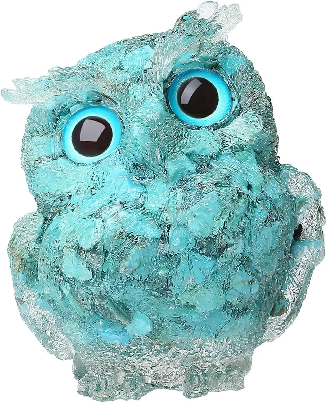 مجسمه جغد تزویق، کریستال شفابخش طبیعی، مجسمه جیبی جغد حیوانات زیبا، سنگ قیمتی انرژی معنوی ریکی، هدیه دکوری میز اتاق کار منزل، برای زنان و مردان