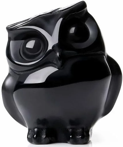 تزئین جغد تزویق از ابسیدین سیاه، تزئین سنگ تراشیده شده طبیعی، مجسمه سنگ قیمتی صیقلی، هدیه معنوی جغد برای زنان و مردان