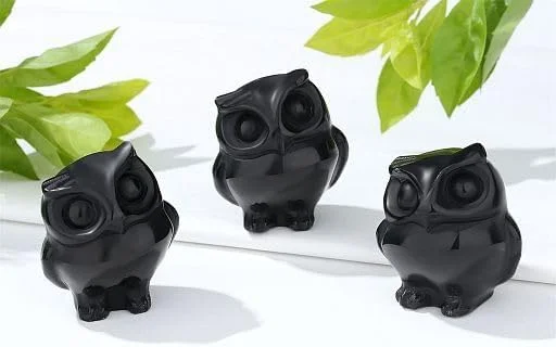 تزئین جغد تزویق از ابسیدین سیاه، تزئین سنگ تراشیده شده طبیعی، مجسمه سنگ قیمتی صیقلی، هدیه معنوی جغد برای زنان و مردان تزئین جغد تزویق از ابسیدین سیاه، تزئین سنگ تراشیده شده طبیعی، مجسمه سنگ قیمتی صیقلی، هدیه معنوی جغد برای زنان و مردان