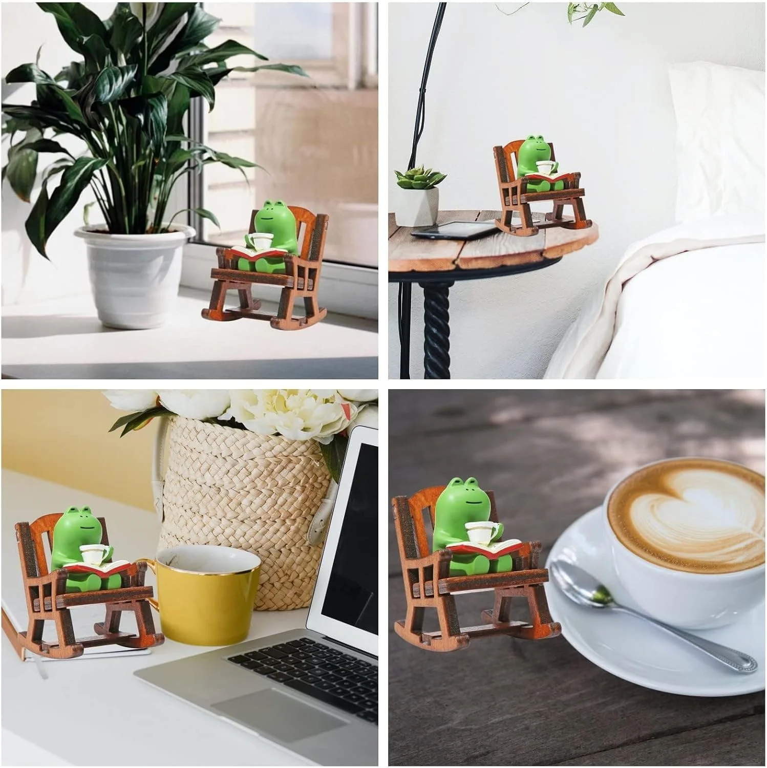 مجسمه های قورباغه مینیاتوری تزویق، کلکسیونی از فیگورهای قورباغه دوست داشتنی، دکوری های بامزه قورباغه برای تزیین میز، قفسه، باغچه و گلدان