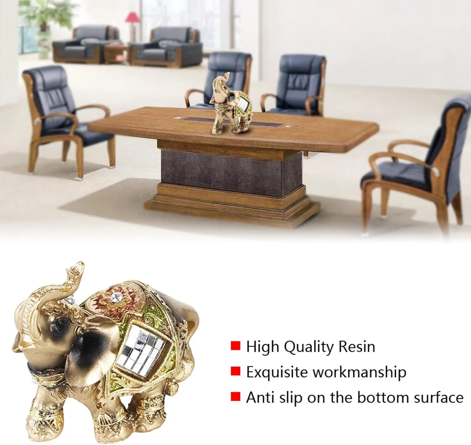 مجسمه فیل سبز خوش شانس فنگ شویی، دکوری و هدیه (شیپور سبز)