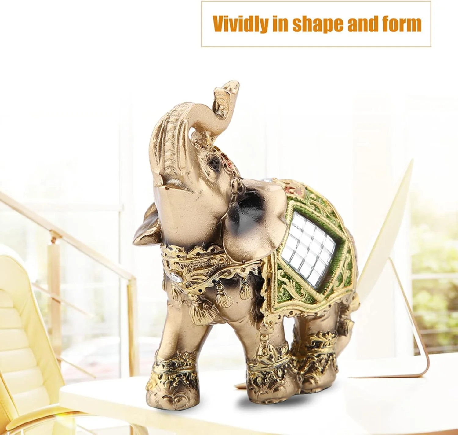 مجسمه فیل سبز خوش شانس فنگ شویی، دکوری و هدیه (شیپور سبز)