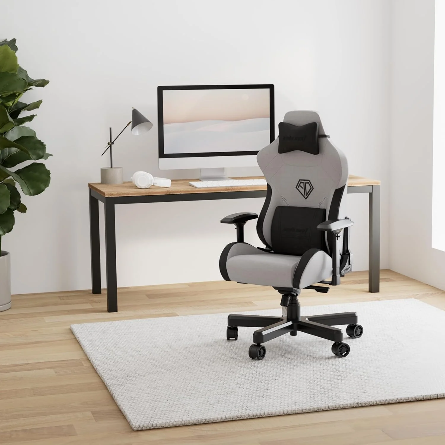 صندلی گیمینگ حرفه ای Anda Seat T-Pro Edition خاکستری و مشکی - صندلی اداری ممتاز با پشتیبانی از کمر - پشتی ارگونومیک، تنظیم ارتفاع صندلی و دسته، صندلی گیمینگ سایز X-Large