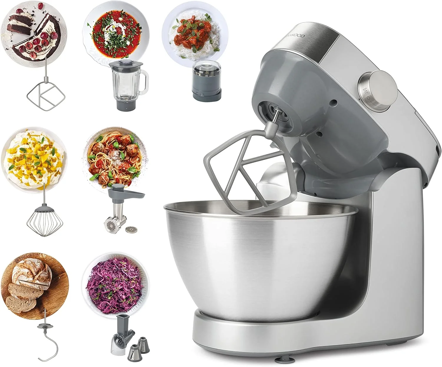 میکسر آشپزخانه کنوود مدل PROSPERO+ با توان 1000 وات، کاسه استیل 4.3 لیتری، همزن K شکل، همزن مفتولی، خمیرزن، مخلوط کن، چرخ گوشت، برش دهنده غذای چرخشی، آسیاب چند منظوره KHC29.Q0SI نقره ای میکسر آشپزخانه کنوود مدل PROSPERO+ با توان 1000 وات، کاسه استیل 4.3 لیتری، همزن K شکل، همزن مفتولی، خمیرزن، مخلوط کن، چرخ گوشت، برش دهنده غذای چرخشی، آسیاب چند منظوره KHC29.Q0SI نقره ای