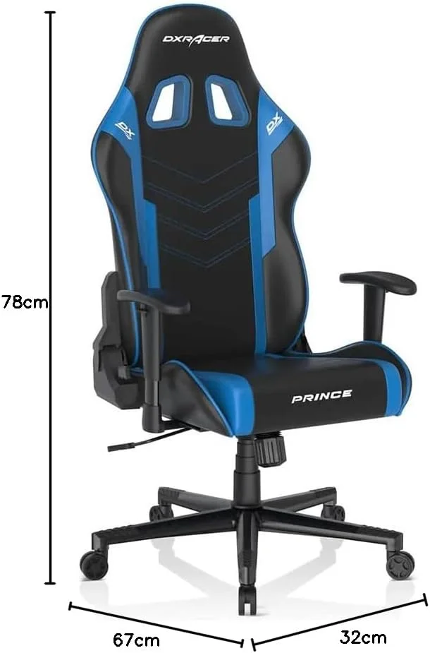 صندلی گیمینگ DXRacer مدل Prince - مشکی و آبی (GC-P132-NB-F2-158)