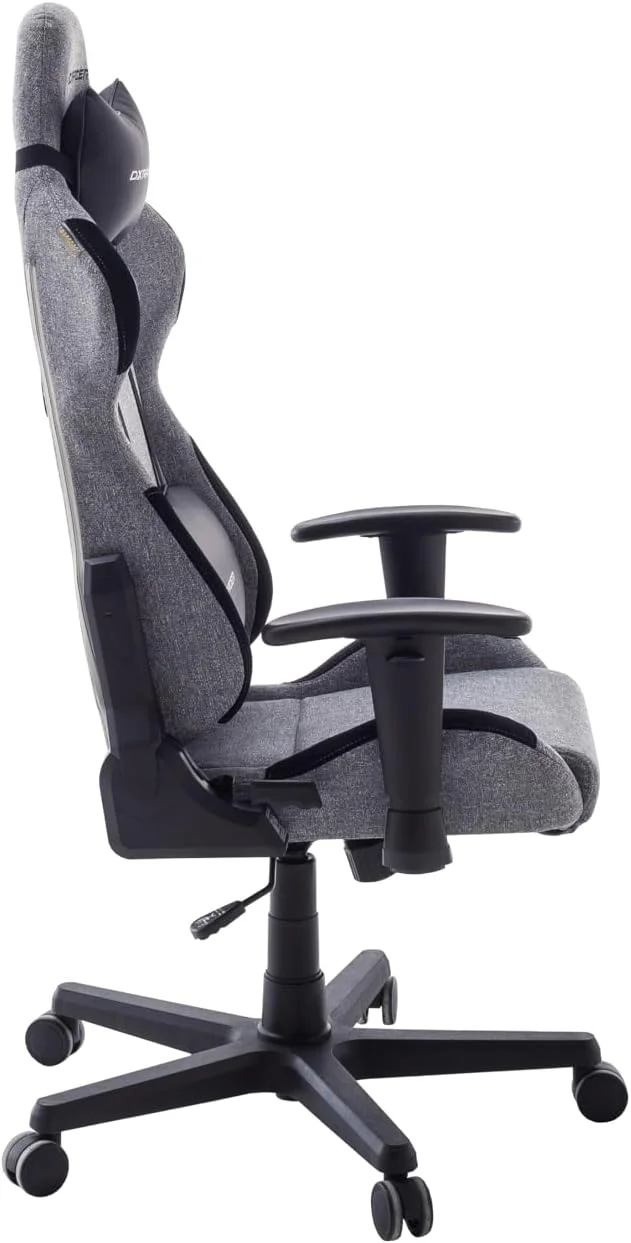صندلی گیمینگ/اداری/میز تحریر Robas Lund DXRacer 4.2 FD01 L/GN با عملکرد گهواره ای، صندلی گیمینگ با قابلیت تنظیم ارتفاع، صندلی گردان، صندلی کامپیوتر، صندلی مدیریتی ارگونومیک، خاکستری/مشکی