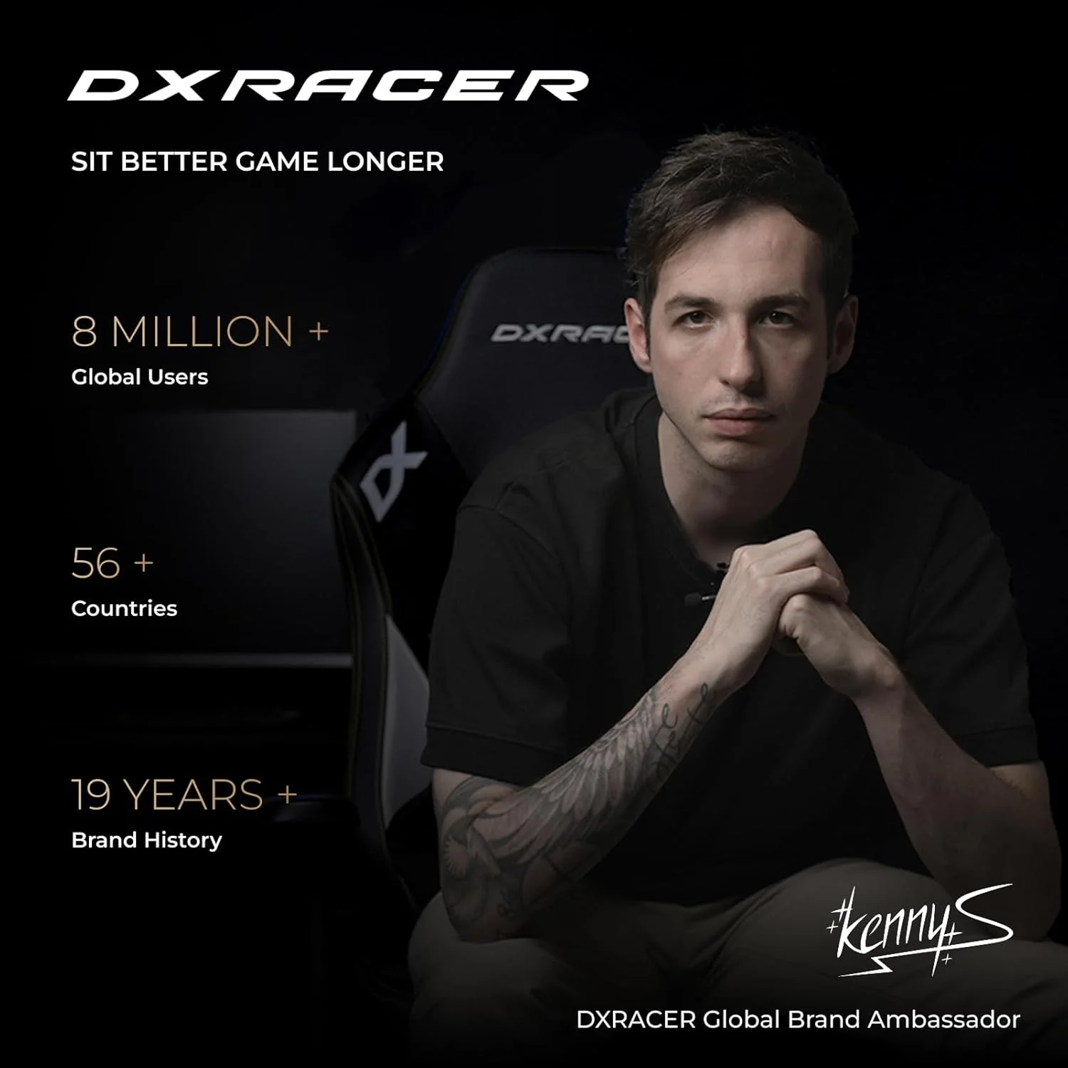 صندلی گیمینگ سری P دی ایکس ریسر، صندلی کامپیوتر اداری مسابقه ای با روکش چرم PVC درجه یک، دارای تکیه گاه سر و کمر ارگونومیک، استاندارد، مشکی (نو)