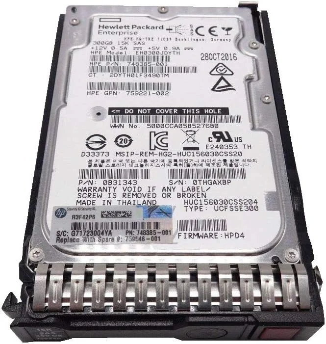 هارد دیسک 300 گیگابایتی اچ پی، 15K RPM، SAS III، 2.5 اینچی SFF همراه با سینی، 748385-001 759546-001 759208-B21 هارد دیسک 300 گیگابایتی اچ پی، 15K RPM، SAS III، 2.5 اینچی SFF همراه با سینی، 748385-001 759546-001 759208-B21