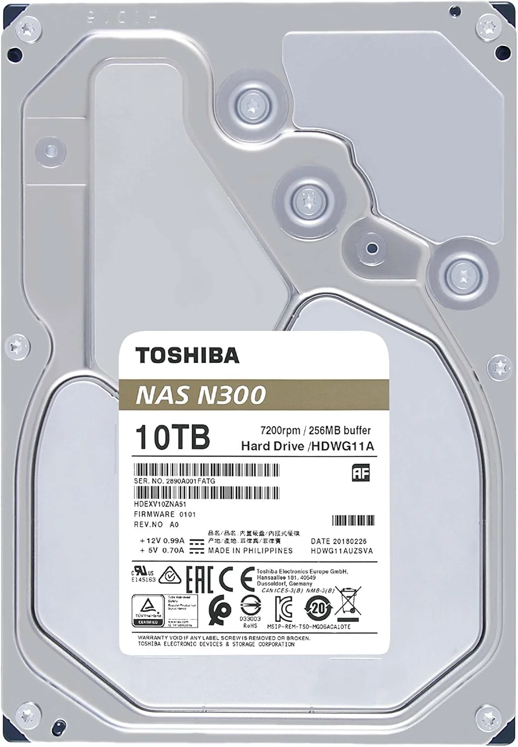 هارد دیسک داخلی توشیبا N300 NAS با سرعت 7200 دور در دقیقه، ظرفیت 10 ترابایت، Serial ATA III، سایز 3.5 اینچ هارد دیسک داخلی توشیبا N300 NAS با سرعت 7200 دور در دقیقه، ظرفیت 10 ترابایت، Serial ATA III، سایز 3.5 اینچ