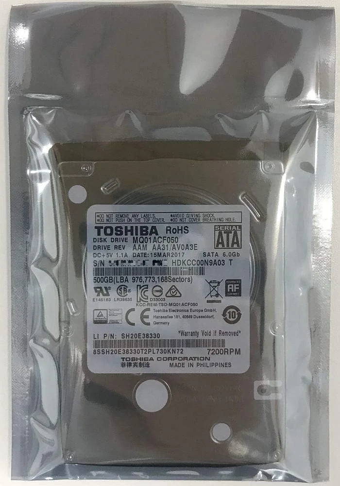 هارد دیسک 500 گیگابایتی توشیبا Mq01acf050، 7200 دور در دقیقه، 2.5 اینچی SATA هارد دیسک 500 گیگابایتی توشیبا Mq01acf050، 7200 دور در دقیقه، 2.5 اینچی SATA
