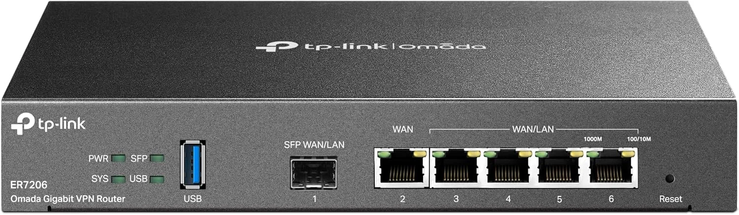 روتر گیگابیتی VPN چند WAN حرفه ای TP-Link ER7206 با ظرفیت شبکه افزایش یافته، فایروال SPI، یکپارچه سازی Omada SDN، تعادل بار و محافظت در برابر صاعقه