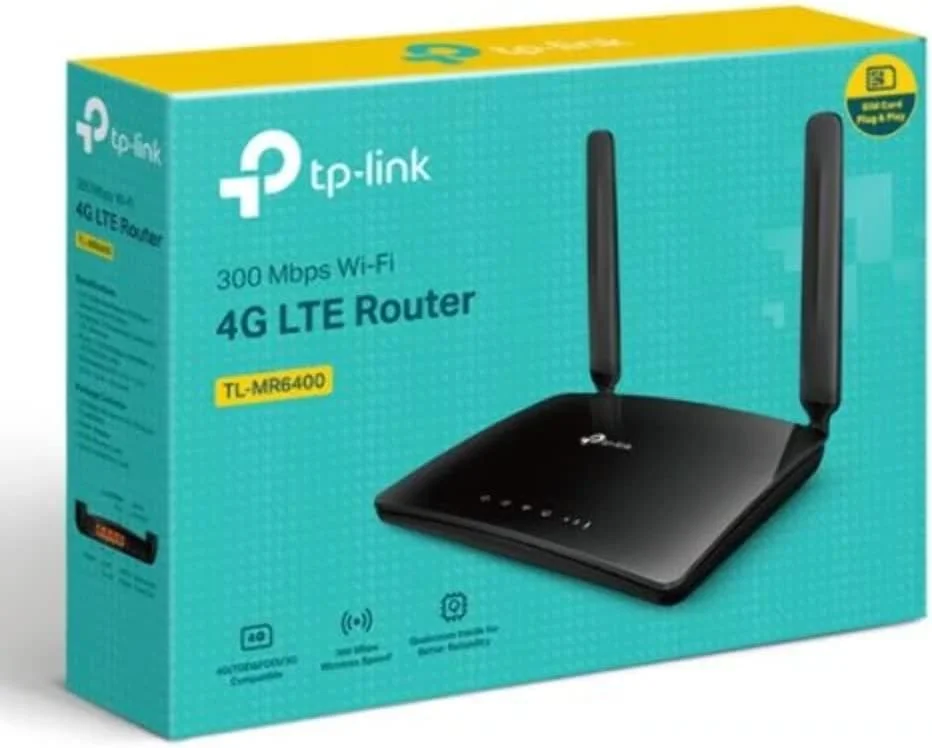 روتر وای فای 4G TP-Link TL-MR6400 N300Mbps، شبکه 4G Cat4 LTE، آنتن خارجی، پورت اترنت، روتر 4G با اسلات سیم کارت، روتر سیم کارت، کنترل والدین، روتر وای فای TP-Link، Plug and Play روتر وای فای 4G TP-Link TL-MR6400 N300Mbps، شبکه 4G Cat4 LTE، آنتن خارجی، پورت اترنت، روتر 4G با اسلات سیم کارت، روتر سیم کارت، کنترل والدین، روتر وای فای TP-Link، Plug and Play