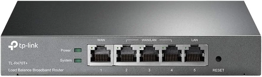 روتر پهن باند تعادل بار TP-Link، درگاه های WAN 10/100M، ویژگی های امنیتی فراوان، با محافظت در برابر صاعقه (TL-R470T+)