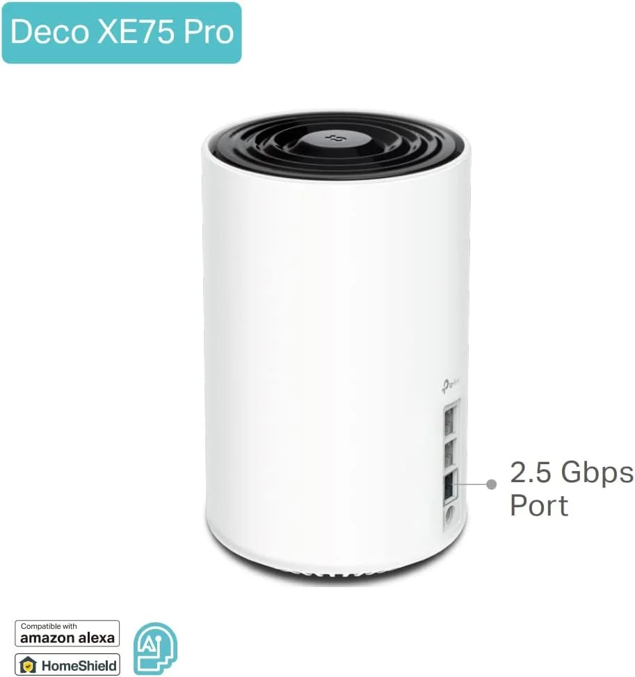 سیستم وایفای مش تری-باند TP-Link Deco XE75 Pro AXE5400 برای کل خانه، دارای پورت 2.5 گیگابیتی + 2 پورت گیگابیتی، مش مبتنی بر هوش مصنوعی، پوشش تا 270 متر مربع، اتصال تا 200 دستگاه، HomeShield، 8K، بستهی 3 عددی سیستم وایفای مش تری-باند TP-Link Deco XE75 Pro AXE5400 برای کل خانه، دارای پورت 2.5 گیگابیتی + 2 پورت گیگابیتی، مش مبتنی بر هوش مصنوعی، پوشش تا 270 متر مربع، اتصال تا 200 دستگاه، HomeShield، 8K، بستهی 3 عددی