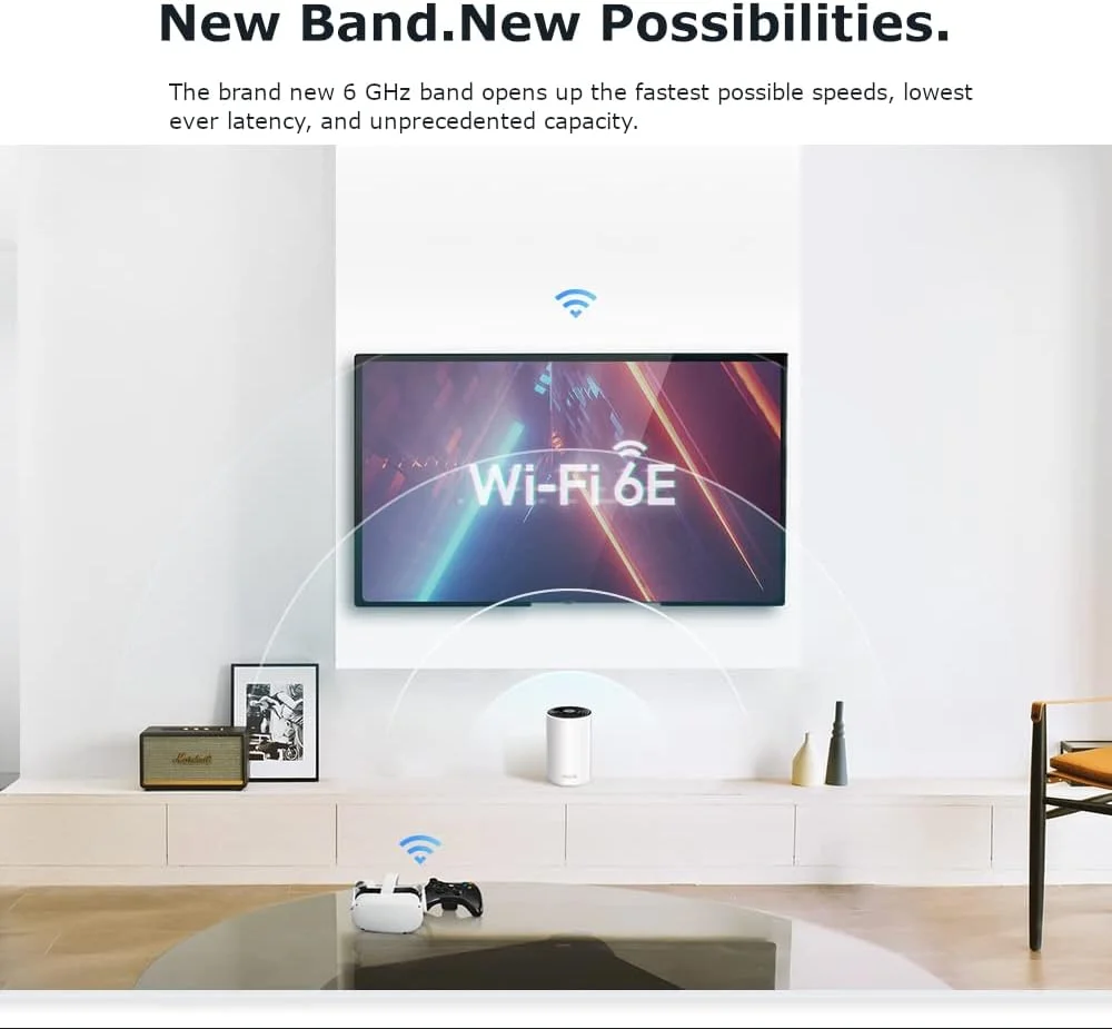 سیستم وای-فای مش خانگی TP-Link Deco XE75 AXE5400، وای-فای سه بانده، پورت های گیگابیتی، مش مبتنی بر هوش مصنوعی، پوشش تا 510 متر مربع، اتصال تا 200 دستگاه، پردازنده 4 هسته ای 1.7 گیگاهرتزی، HomeShield، بسته 2 عددی سیستم وای-فای مش خانگی TP-Link Deco XE75 AXE5400، وای-فای سه بانده، پورت های گیگابیتی، مش مبتنی بر هوش مصنوعی، پوشش تا 510 متر مربع، اتصال تا 200 دستگاه، پردازنده 4 هسته ای 1.7 گیگاهرتزی، HomeShield، بسته 2 عددی