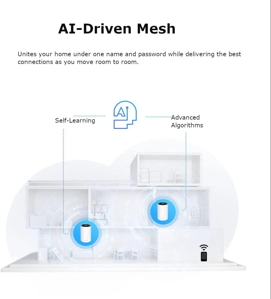 سیستم وای-فای مش خانگی TP-Link Deco XE75 AXE5400، وای-فای سه بانده، پورت های گیگابیتی، مش مبتنی بر هوش مصنوعی، پوشش تا 510 متر مربع، اتصال تا 200 دستگاه، پردازنده 4 هسته ای 1.7 گیگاهرتزی، HomeShield، بسته 2 عددی سیستم وای-فای مش خانگی TP-Link Deco XE75 AXE5400، وای-فای سه بانده، پورت های گیگابیتی، مش مبتنی بر هوش مصنوعی، پوشش تا 510 متر مربع، اتصال تا 200 دستگاه، پردازنده 4 هسته ای 1.7 گیگاهرتزی، HomeShield، بسته 2 عددی