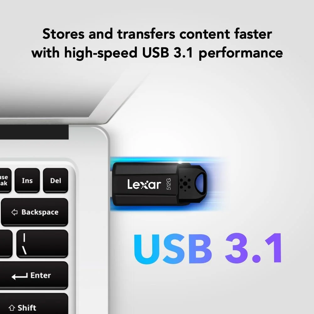فلش مموری 256 گیگابایتی Lexar JumpDrive S80 USB 3.2 Gen 1 برای توسعه فضای ذخیره سازی و پشتیبان گیری، سرعت خواندن تا 150 مگابایت بر ثانیه، مشکی (LJDS080256G-BNBNU)