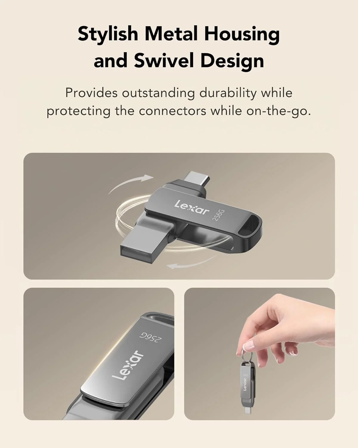 فلش درایو دوگانه لکسار 256 گیگابایت D400 با پورت USB 3.1 Type-C و Type-A - سرعت 130 مگابایت بر ثانیه فلش درایو دوگانه لکسار 256 گیگابایت D400 با پورت USB 3.1 Type-C و Type-A - سرعت 130 مگابایت بر ثانیه