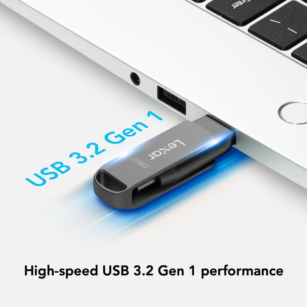 فلش مموری دوگانه لکسار JumpDrive D400 با ظرفیت 512 گیگابایت، USB 3.2 Type-C و Type-A برای افزایش فضای ذخیره سازی و پشتیبان گیری از عکس، سرعت تا 170 مگابایت بر ثانیه، بدنه فلزی و طراحی چرخشی، تیتانیوم (LJDD400512G-BNQNU) فلش مموری دوگانه لکسار JumpDrive D400 با ظرفیت 512 گیگابایت، USB 3.2 Type-C و Type-A برای افزایش فضای ذخیره سازی و پشتیبان گیری از عکس، سرعت تا 170 مگابایت بر ثانیه، بدنه فلزی و طراحی چرخشی، تیتانیوم (LJDD400512G-BNQNU)
