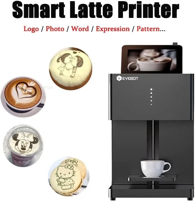 دستگاه چاپگر سه بعدی طرح لاته EVEBOT، دستگاه اتوماتیک نوشیدنی ها با قابلیت اتصال WIFI و کارتریج های جوهر با گرید ایمنی