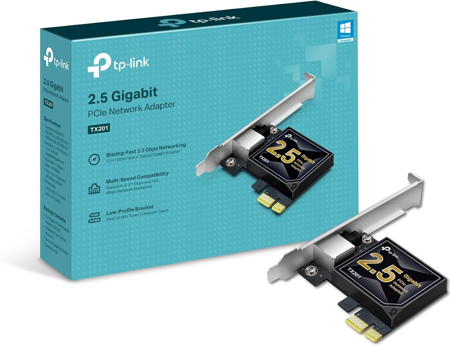 کارت شبکه 2.5 گیگابیتی TP-Link PCIe مدل TX201 – آداپتور شبکه PCIe به اترنت 2.5 گیگابیتی، پشتیبانی از ویندوز 11/10/8.1/8/7، ویندوز سرور 2022/2019/2016، لینوکس