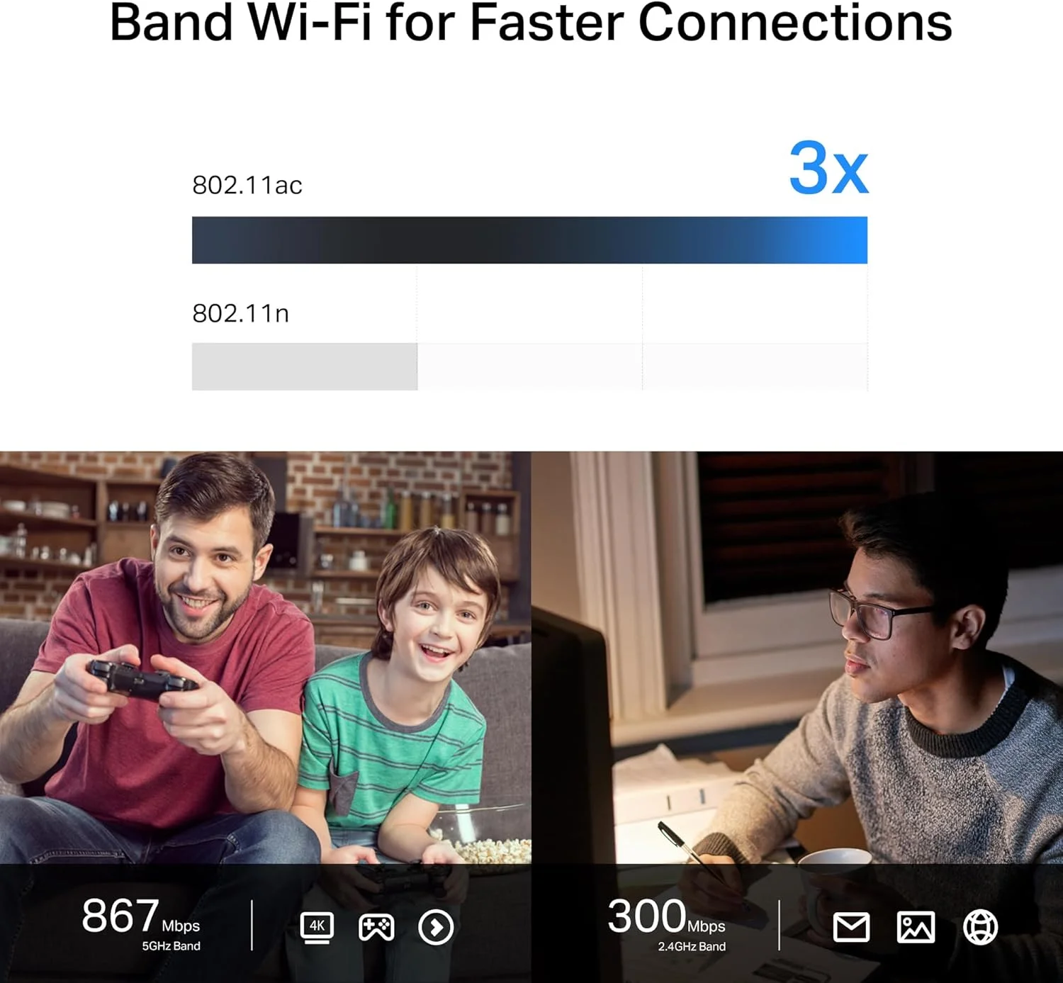 کارت شبکه وای فای TP-Link AC1200 PCIe برای کامپیوتر (Archer T5E) - بلوتوث 4.2، کارت شبکه بی سیم دو بانده (2.4 گیگاهرتز و 5 گیگاهرتز) برای بازی، استریم، پشتیبانی از ویندوز 11/10، 8.1، 8، 7 (32/64 بیتی)