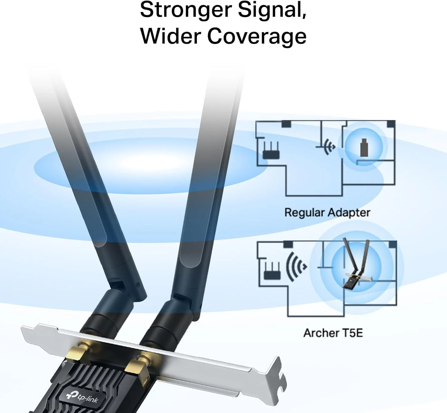 کارت شبکه وای فای TP-Link AC1200 PCIe برای کامپیوتر (Archer T5E) - بلوتوث 4.2، کارت شبکه بی سیم دو بانده (2.4 گیگاهرتز و 5 گیگاهرتز) برای بازی، استریم، پشتیبانی از ویندوز 11/10، 8.1، 8، 7 (32/64 بیتی)