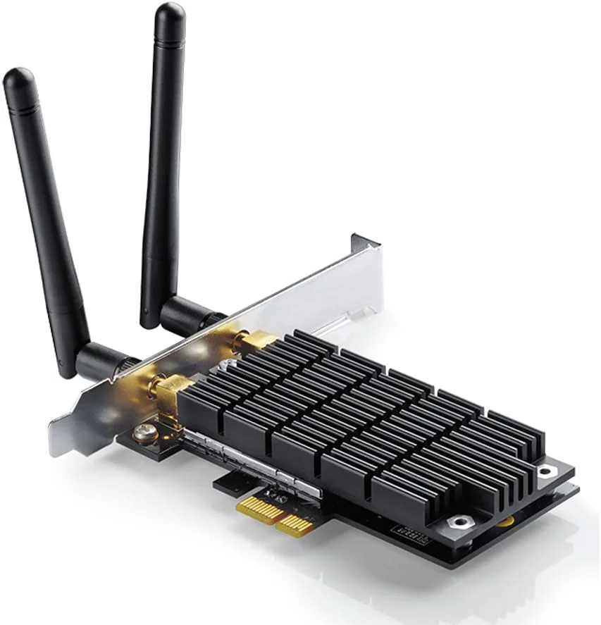کارت شبکه وای فای TP-Link AC1300 PCIe (Archer T6E) - آداپتور PCI Express بی سیم دو بانده 2.4G/5G، پروفایل پایین، برد بلند، فناوری هیت سینک، پشتیبانی از ویندوز 10/8.1/8/7/XP کارت شبکه وای فای TP-Link AC1300 PCIe (Archer T6E) - آداپتور PCI Express بی سیم دو بانده 2.4G/5G، پروفایل پایین، برد بلند، فناوری هیت سینک، پشتیبانی از ویندوز 10/8.1/8/7/XP