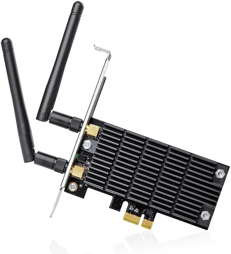 کارت شبکه وای فای TP-Link AC1300 PCIe (Archer T6E) - آداپتور PCI Express بی سیم دو بانده 2.4G/5G، پروفایل پایین، برد بلند، فناوری هیت سینک، پشتیبانی از ویندوز 10/8.1/8/7/XP کارت شبکه وای فای TP-Link AC1300 PCIe (Archer T6E) - آداپتور PCI Express بی سیم دو بانده 2.4G/5G، پروفایل پایین، برد بلند، فناوری هیت سینک، پشتیبانی از ویندوز 10/8.1/8/7/XP