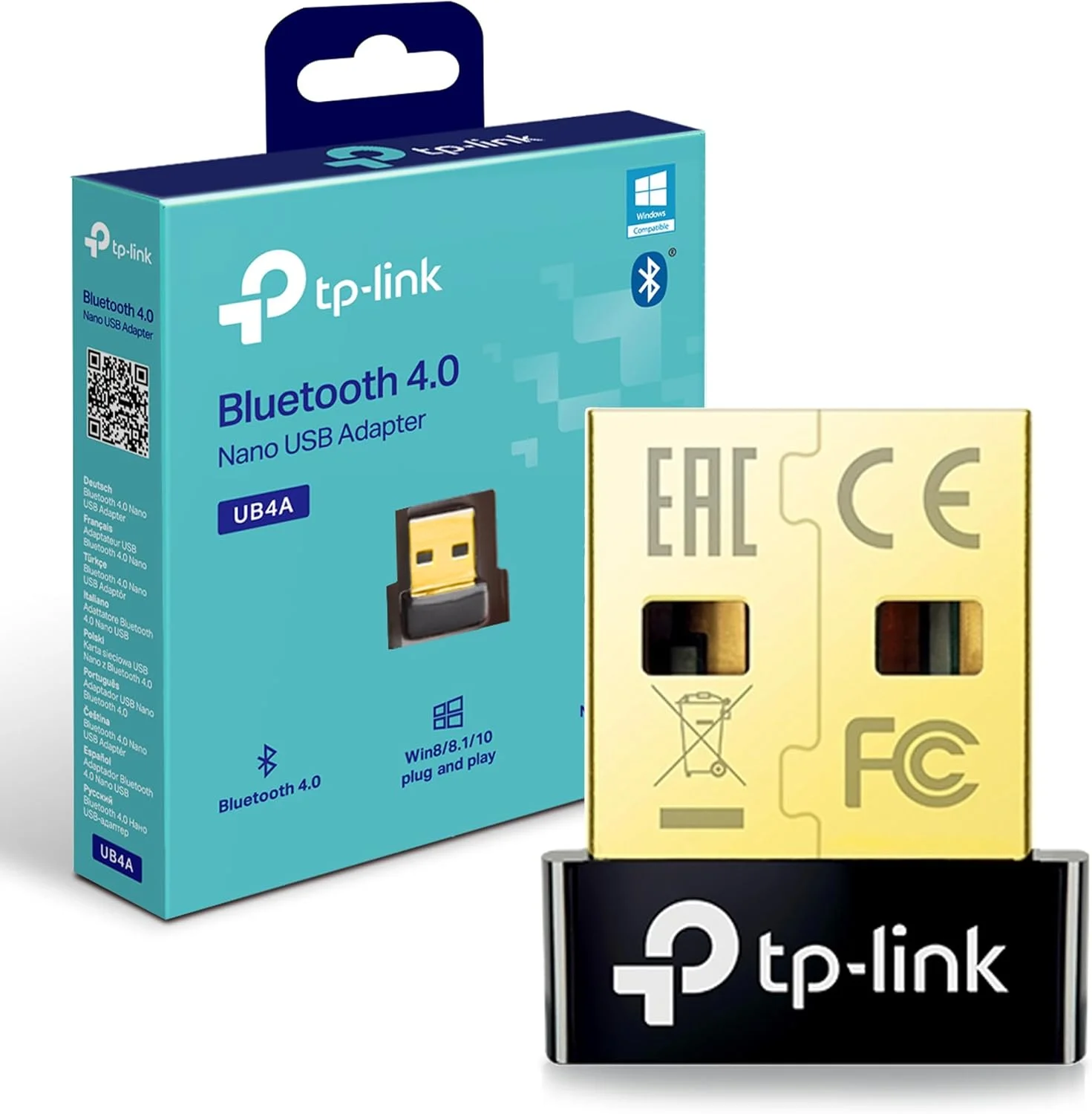 آداپتور بلوتوث USB نانو TP-Link 4.0 برای کامپیوتر رومیزی و لپ تاپ، دانگل/گیرنده بلوتوث برد بلند برای ویندوز 10/8.1/8/7/XP، Plug and Play (UB4A)